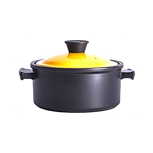 SkadMan Cazuela Potes de Sopa de cerámica para Placas de inducción Estufa de Gas Stewpot Stewing Casserole Cerámica Cocinero de Cocina Cocina de Restaurante, etc. (Color : Yellow 2.5L)