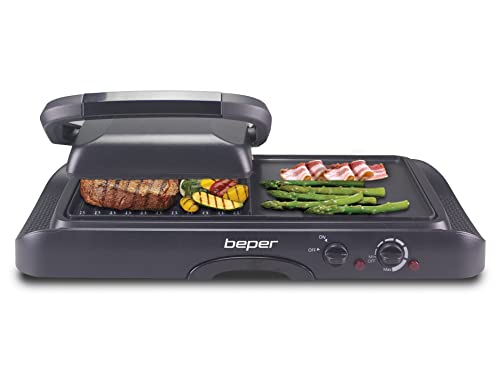 BEPER P101TOS501 Plancha Cocina, Sandwicheras - Sandwichera Grill Para Carne, Pescado, Huevos, Verduras y Pan, 1600W