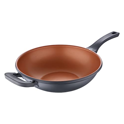 SAN IGNACIO Bronze | Wok de Cocina de 32 cm | Antiadherente | Fabricado con Aluminio Fundido | Con Agarres Soft Touch | Sartén Wok Apta para Todo Tipo de Cocinas