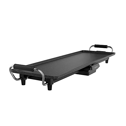 Cecotec Plancha de Asar Eléctrica Tasty&Grill 3000 RockWater XL. 2400 W, Gran superficie 70x22cm, Revestimiento Piedra RockStone, Antiadherente, Termostato Regulable