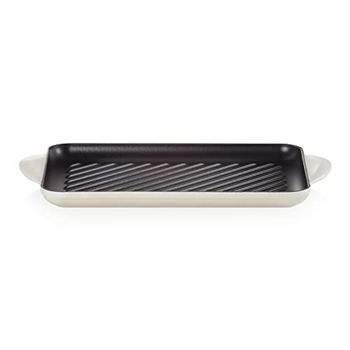 Le Creuset Parrilla rectangular grill de hierro fundido, 32 cm, Meringue, 20202327160460