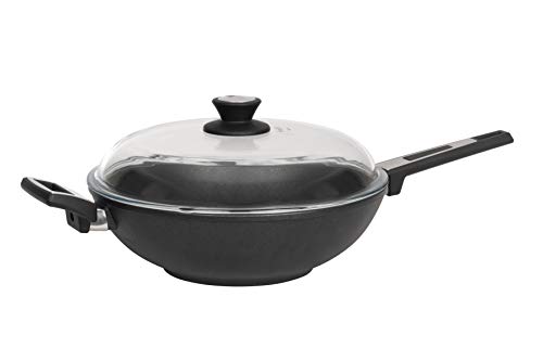 SKK 276 Titanium 2000 Plus - Sartén tipo wok con tapa de cristal (32 cm)