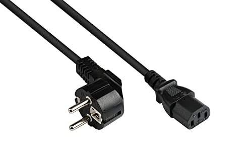 good Connections p0130 de S007 Cable de alimentación, 0,75 m, protección de Contacto de Conector Tipo E + F (CEE 7/7, acodado) a C13 (Recto), Cable de conexión de Dispositivos fría, 0,75 mm² Negro
