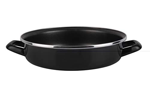 MAGEFESA Black - Molde de Horno 28cm de Acero vitrificado Exterior Negro. Antiadherente bicapa Reforzado, Apto también para Todo Tipo de cocinas, Especial inducción. 50% de Ahorro energético.