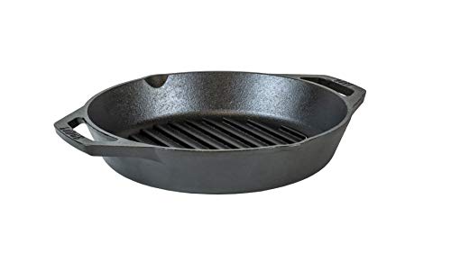 Lodge Sartén parrilla de hierro fundido de 26 cm, color negro