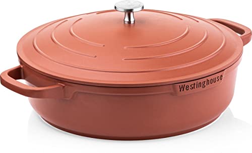 Westinghouse PERFORMANCE SERIES WCCC0095L28OR - Sartén para servir de inducción (28 cm, con tapa, apta para todo tipo de fogones y horno, incluye soporte para asa), color rojo