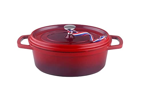 Kamberg Cazuela 26 cm ovalada rojo flameado, aluminio fundido, revestimiento tipo piedra, todo tipo de fuentes de calor, incluida la inducción, sin PFOA