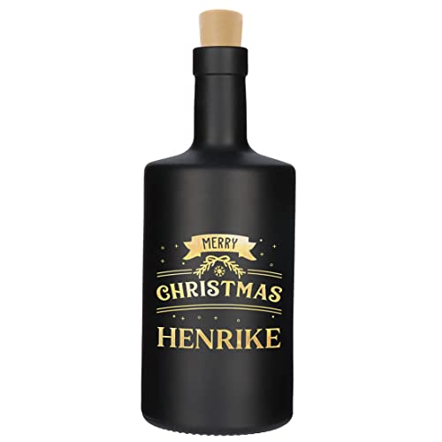 polareffekt Botella iluminada negra de cristal con grabado personalizado – Diseño Merry Christmas – con cadena de luces LED – idea de regalo – tendencia a la vida – Fabricado en Alemania – regalo de
