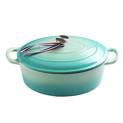 Xin Firma Fundido esmaltado Plato de Hierro cazuela con Tapa - Oval, 30 cm, 4,2 litros