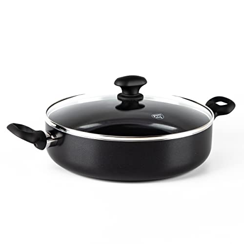 GreenChef Diamond Sartén de cerámica antiadherente saludable de 28 cm/4,3 litros con 2 asas y tapa, sin PFAS, apta para inducción, lavavajillas y horno, negra