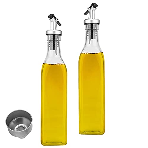 Tigerkinwit Dispensador De Aceite,300ml*2 PCS Aceitera Antigoteo Cristal Jarras de Vinagrera para Cocinar Ensalada Barbacoas Pasta