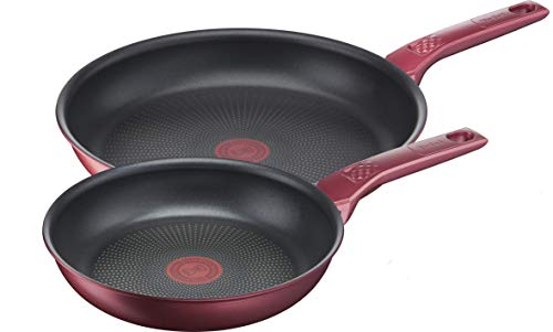 TEFAL Daily Chef G2739072 - Juego de sartenes de 2 piezas, 22 y 28 cm, revestimiento antiadherente, con indicador de calentamiento térmico