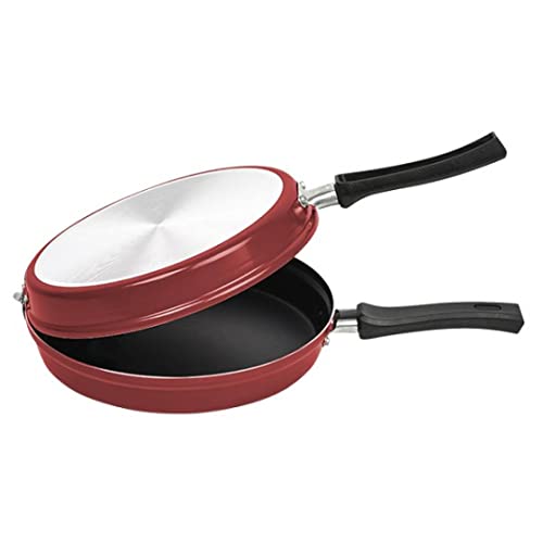 Sartén Antiadherente Cok - Envio 24 h - Especial Doble Sartend para Tortillas - Profesional OverGrip - Enviado Cosecha Privada (GiraTortillas (Red or Black), 24 cm)