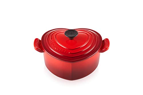 Le Creuset Cocotte de hierro fundido, Forma de corazón, diametro 20 cm, Apto para todas las fuentes de calor, incluso inducción, Cereza, 25105020602460