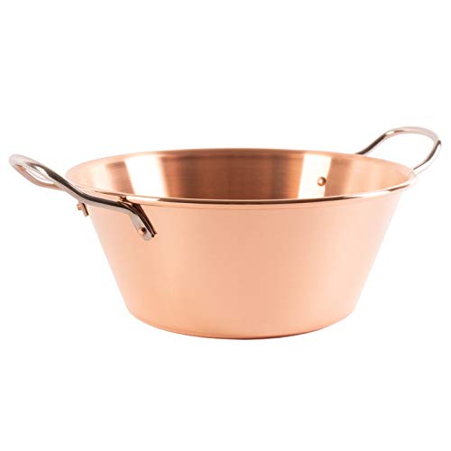 Cuisine Romefort | Cazuela de cobre de 26,5 cm de diámetro | Asas de acero inoxidable | Olla de cobre lisa para cocinar mermelada (S | 3 litros)