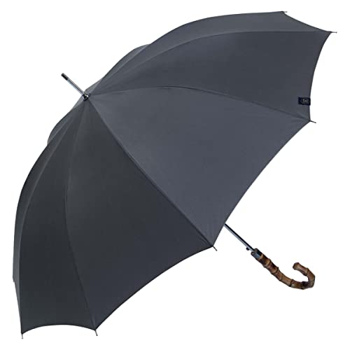 CLIMA Paraguas Centenario | Edición especial numerada | Paraguas de hombre con puño de bambú y tejido Teflon de Dupont | Secado al instante | Protección Solar UVP +50 | Gris