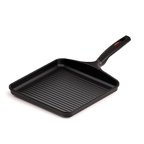 Valira Origen - Grill premium de 28x28 cm hecho en España, aluminio fundido con antiadherente reforzado, no apto para inducción.