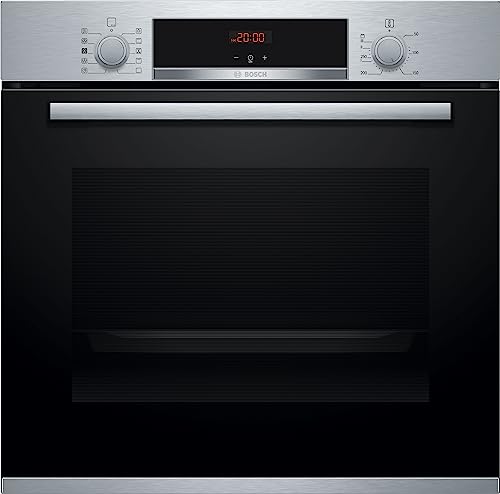 BOSCH Serie 4 HRA512ES0 Horno Multifunción con vapor añadido, A, Encastrable, 60 cm, 71 l, 7 F, Asistente de limpieza, Ap. Abatible, Cristal negro/inox