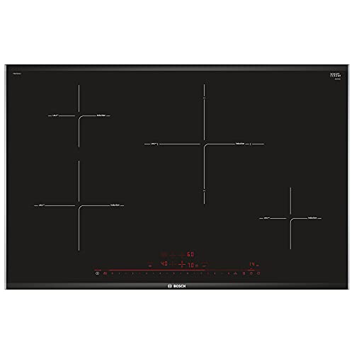 Bosch Serie | 8 PIE875DC1E - Placa de inducción, 80 cm, 4 Zonas de Cocción, Gran zona 28 cm, Color Negro