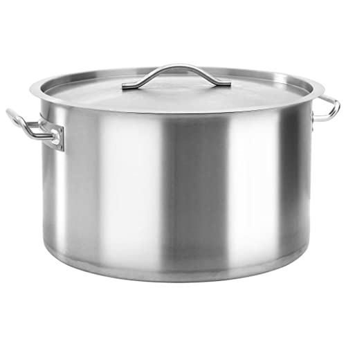 vidaXL Olla Marmita Cazuela con Tapa Maneja de Cocina Comedor Bar Restaurante Cacerola Cocción Lenta de Acero Inoxidable 58 L 50x30 cm