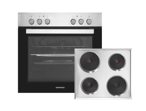 Respekta conjunto de cocina empotrada/Horno de 62 l/cocina con 2 placas de cocción con superficie de acero inoxidable/Clase de eficiencia energética A / HS1000-33/2 piezas