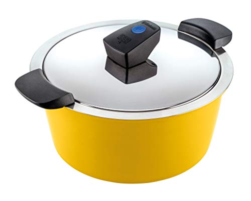 KUHN RIKON Hotpan Comfort - Olla para servir (5 litros/22 cm, apta para inducción, acero inoxidable), color amarillo