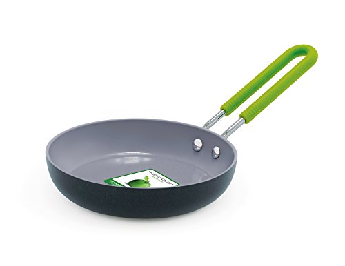 GreenPan CW001359-002 - Sartén de Huevo Redonda Abierta, Mango con Funda de Silicona, Cerámica Saludable 100% ToxinFree, Antiadherente, Apta para el Horno, 12.7cm