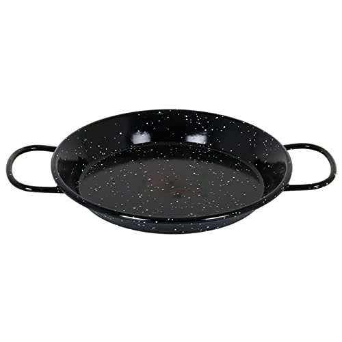 Tradineur - Paellera valenciana esmaltada - Fabricado en España - Apta para gas, vitrocerámica, cocina eléctrica y lavavajillas (Negro, Ø 24 cm)