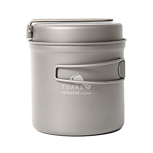 Batería de cocina de Toaks para camping, senderismo, pícnic y exteriores, juego con sopera, cazuela y sartén, 1100ml