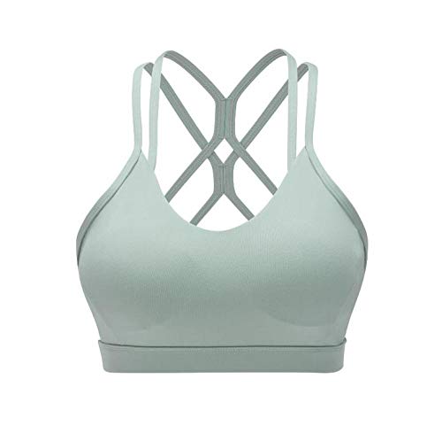 Sujetador Deportivo Mujer Sujetador Deportivo con Espalda Sexy Sólido Mujer Yoga Tank Crop Top Atlético Gimnasio Correr Entrenamiento A Prueba De Golpes Secado Rápido Push Up Chaleco Wire-Gr