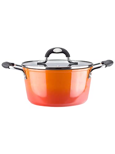 VITREX ® Fuego cacerola de 24 cm, con antiadherente de dos capas, fabricada en aluminio, para todo tipo de cocinas, incluido induccion, menaje de cocina colección de Carlos Arguiñano, color naranja