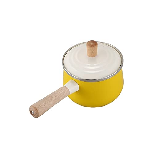 Olla de Leche de Porcelana, ollas Calientes esmaltadas, Olla de Cocina, Olla de Sopa Antiadherente con Tapa, Cocina de inducción, Estufa de Gas, Utensilios de Cocina, Amarillo