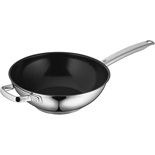 WMF Durado - Sartén wok de inducción (28 cm, revestimiento de acero inoxidable, apta para hornos)