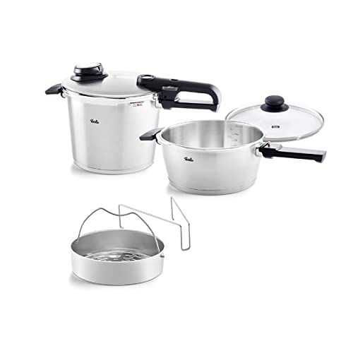 Fissler Pressure cooker set 22 cm (PC 6,0 l + PS 3,5 l oD) with perforated insert+ glass lid