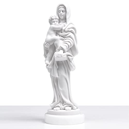 Estatua de Madonna Delle Arpie de Andrea del Sarto (Madonna Delle Arpie, 17,5 cm / 7 pulgadas antiguas de arte femenino en mármol, regalo religioso perfecto