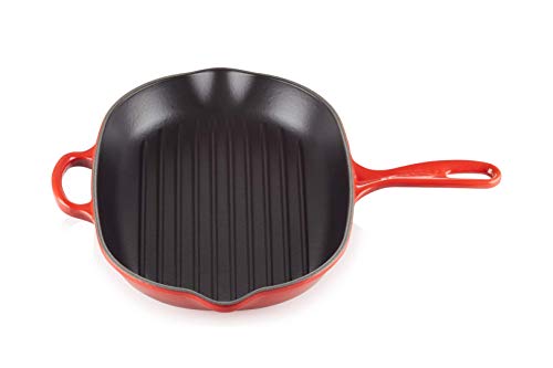 Le Creuset Sartén skillet oval grill de hierro fundido, 32 cm, Apto para todas las fuentes de calor, incluso inducción, Cereza, 20194320600422