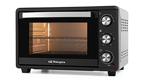 Orbegozo HOT 256 - Horno eléctrico de sobremesa con convección, 25 L, temporizador, termostato regulable, calor superior/inferior, bandeja recogemigas, 1500 W, Multicolor