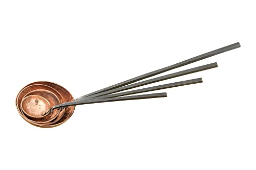 Creative Co-op Copper Ladles with Hammer Textured Scoops & Smooth Handles (Set of 4 Sizes in Drawstring Bag) Cucharones, Cobre