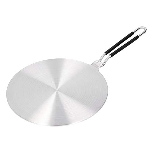 Placa adaptadora de inducción de acero inoxidable difusor de calor con cubierta de mango de silicona para utensilios de cocina de cocina de gas(24cm#)