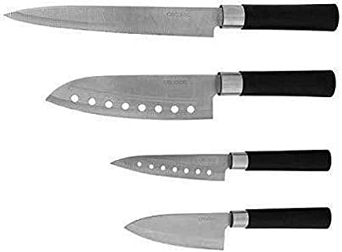 Cecotec Set de cuchillos Santoku. Filo de grosor de 2mm, Cuchillo de trinchar, cuchillo Chef, cuchillo multiusos, cuchillo picador, Presentación en Estuche