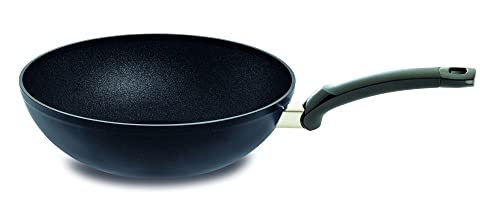 Fissler Adamant Wok de aluminio, 28 cm de diámetro, sartén wok, con revestimiento, antiadherente, de borde alto, resistente a los arañazos, para todo tipo de placas, también inducción