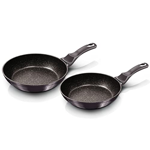 Berlinger Haus Carbon Pro Juego 2 Sartenes Inducción 22-26cm, Aluminio Forjado, Antiadherente Ecológico Mármol sin PFOA, Diseño Metallic Line, Apta para Todas Las Cocinas, Vitrocerámica, Gas