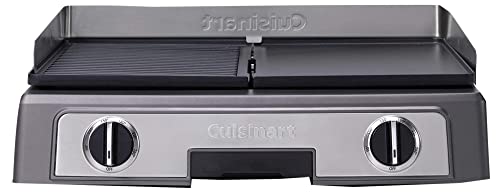 CUISINART PL50E Plancha BBQ Elite, Grill eléctrico, plancha de asar, 2 controles de temperatura independientes de 90° C - 260° C, placa antiadherente, apto lavavajillas, 2200 W