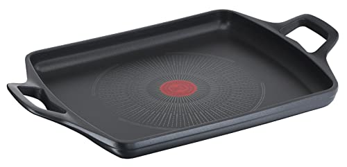 Tefal Aroma On - Plancha de aluminio fundido 26x32 cm recubrimiento titanio antiadherente y thermosport,aptas para todo tipo de cocinas,base gruesa adecuada para inducción