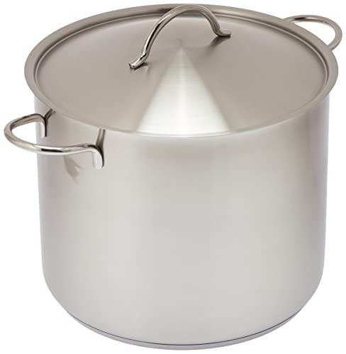 WMF - Olla alta para sopa de verduras de inducción de 28 cm, tapa de metal con apertura de vapor, cacerola grande de 14 l, acero inoxidable Cromargan mate, sin recubrimiento, apta para hornos