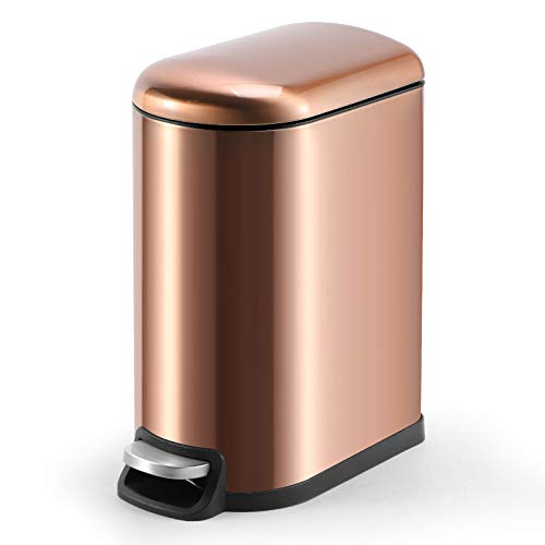 Zhangmeiren Bote de Basura - pedalear a casa con Bote de Basura Rectangular de Acero Inoxidable en Forma de tirón, tamaño: L31, W19.7, H41 (CM) (Color : Copper)