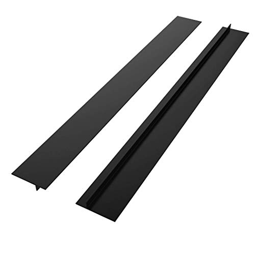 LUVODI 2 Pcs Cinta Cubre Grietas Silicona,Tapa Relleno de Huecos Lavable Tira de Sellado Burlete Negra Recortable Resistente al calor contra derrames para Cocina Baño (63.5 x 5.5 cm, Negro)