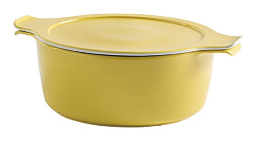 Eschenbach Porcelana Cook y Serve – Olla con Tapa Olla, Porcelana, Amarillo Claro, 31.5 x 15 x 24.8 cm