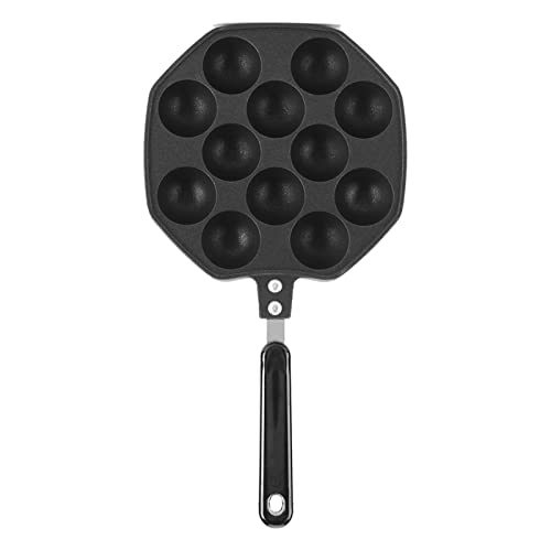 Sartén para bolas de panqueques, 12 Cavidades Aluminio antiadherente Takoyaki Grill Pan, Bolas de pulpo/Molde para hornear para hacer panqueques Negro, Placa Hornear Molde, 36 X 4cm