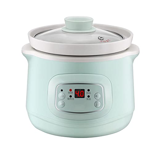 XLLLL Olla Eléctrica para Estofado,Olla Multifunción para Cocinar En Casa,1L Olla De Cocción Lenta con Tapa De Vidrio Y Temporizador De Retardo De 24h,100W,Blue